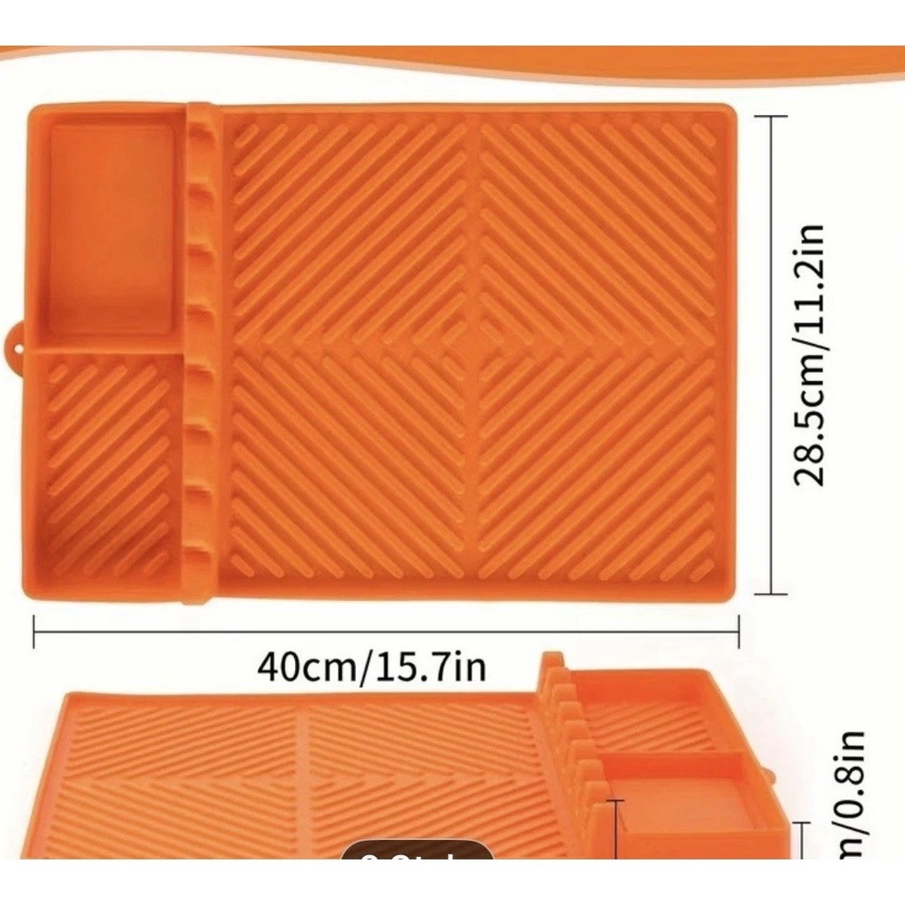 Grill Mat Side Shelf, NEW Silicone Orange Heat Resistant Non Slip, 15.7x11.2in